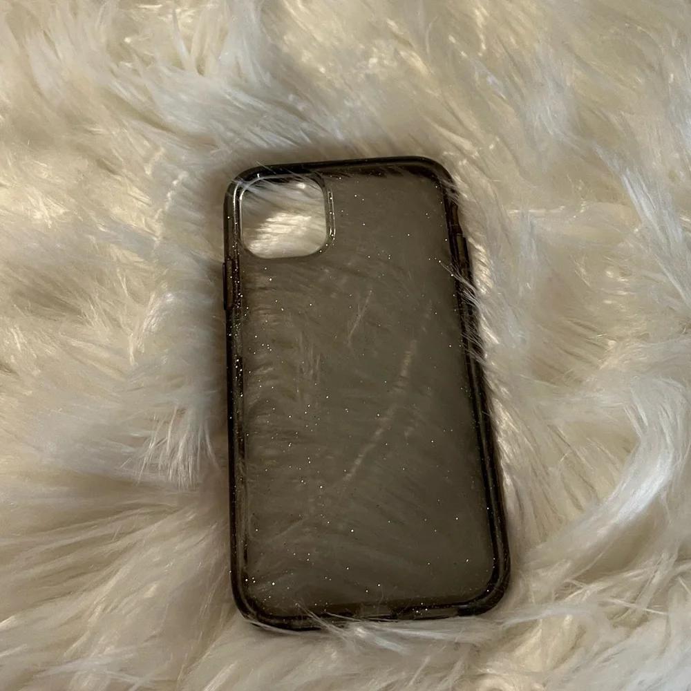 Iphone 11 pro lifeproof phone case sheer black with silver sparkles